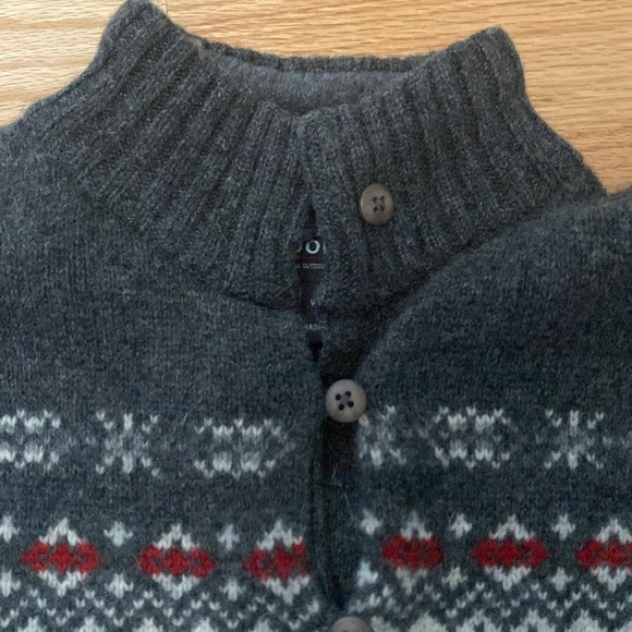 Woolrich Fair Isle Popover Sweater Womens M Onyx Heather Lambs Wool Nordic - Picture 4 of 10